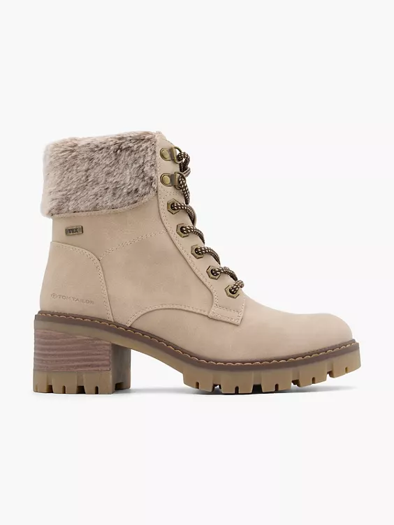 TOM TAILOR Schnürstiefelette in creme