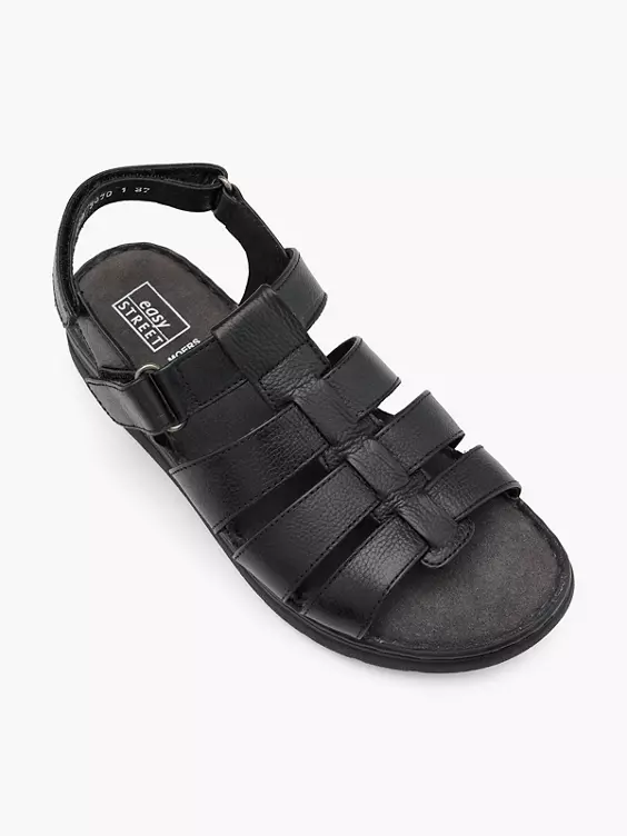 Easy Street Leder Komfort Sandale in schwarz