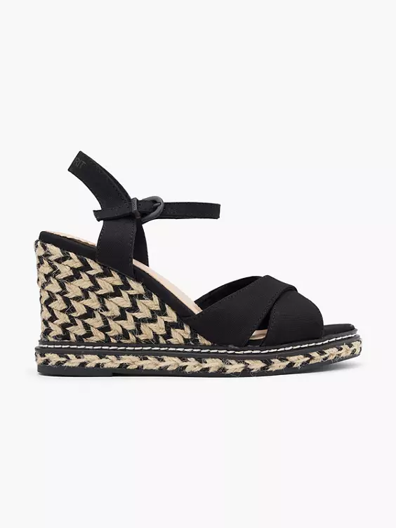 ESPRIT Keilsandalette in schwarz