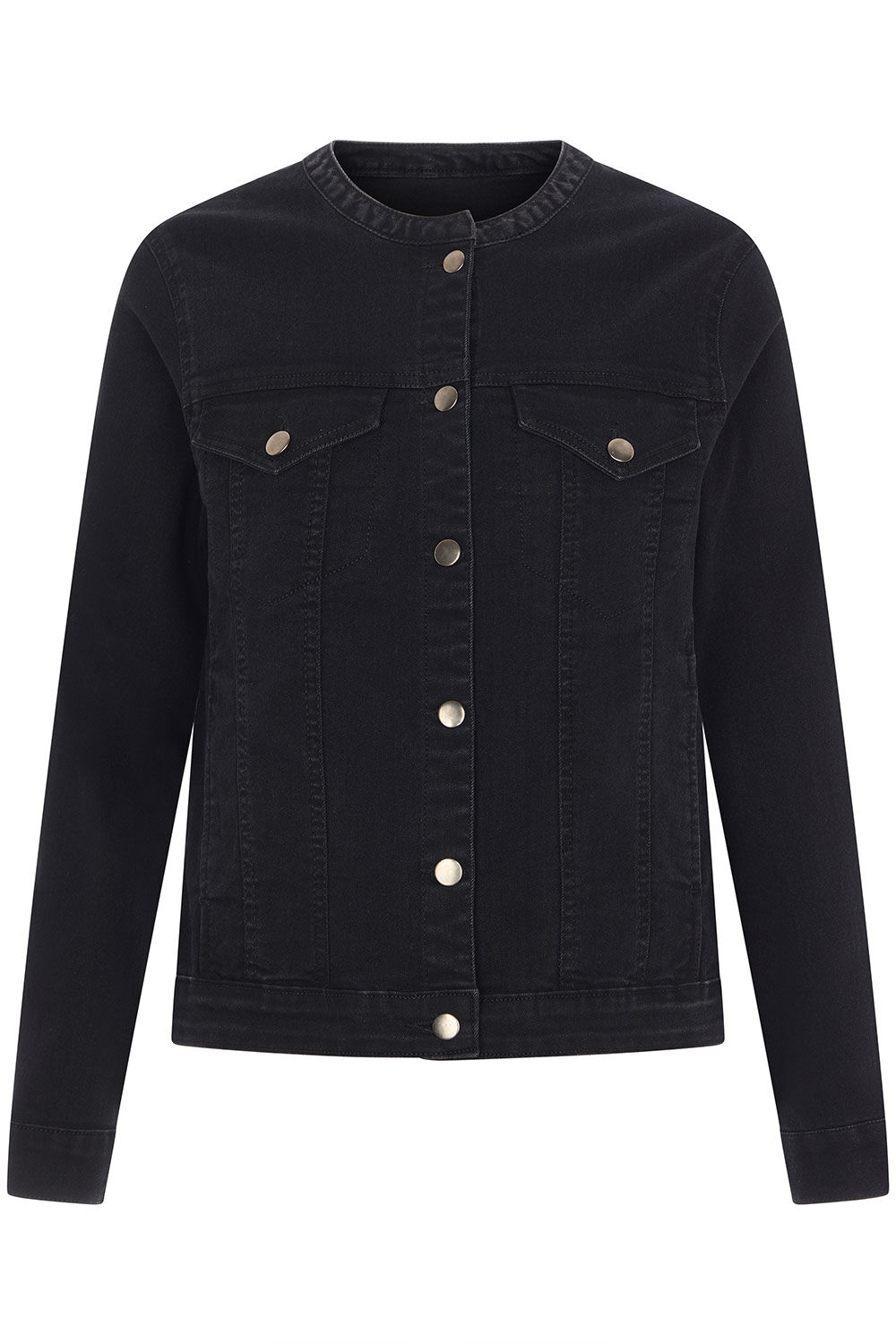 Collarless Denim Jacket