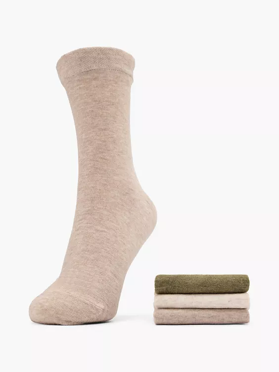 Cosy Nature 3er Pack Socken in beige
