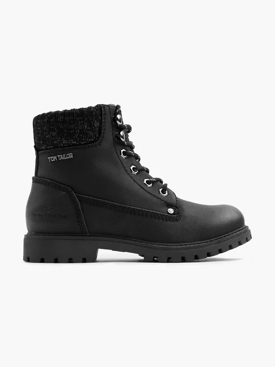 TOM TAILOR Schnürboots in schwarz