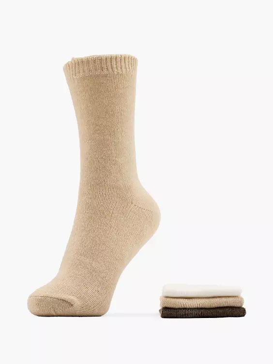 Cosy Nature 3er Pack Socken in beige