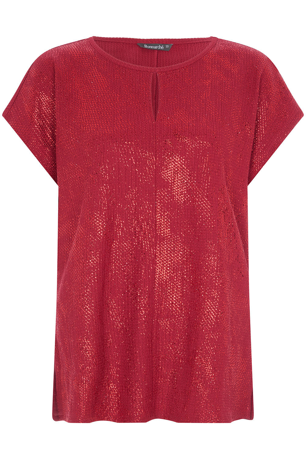 Foil Print Top with Keyhole Detail