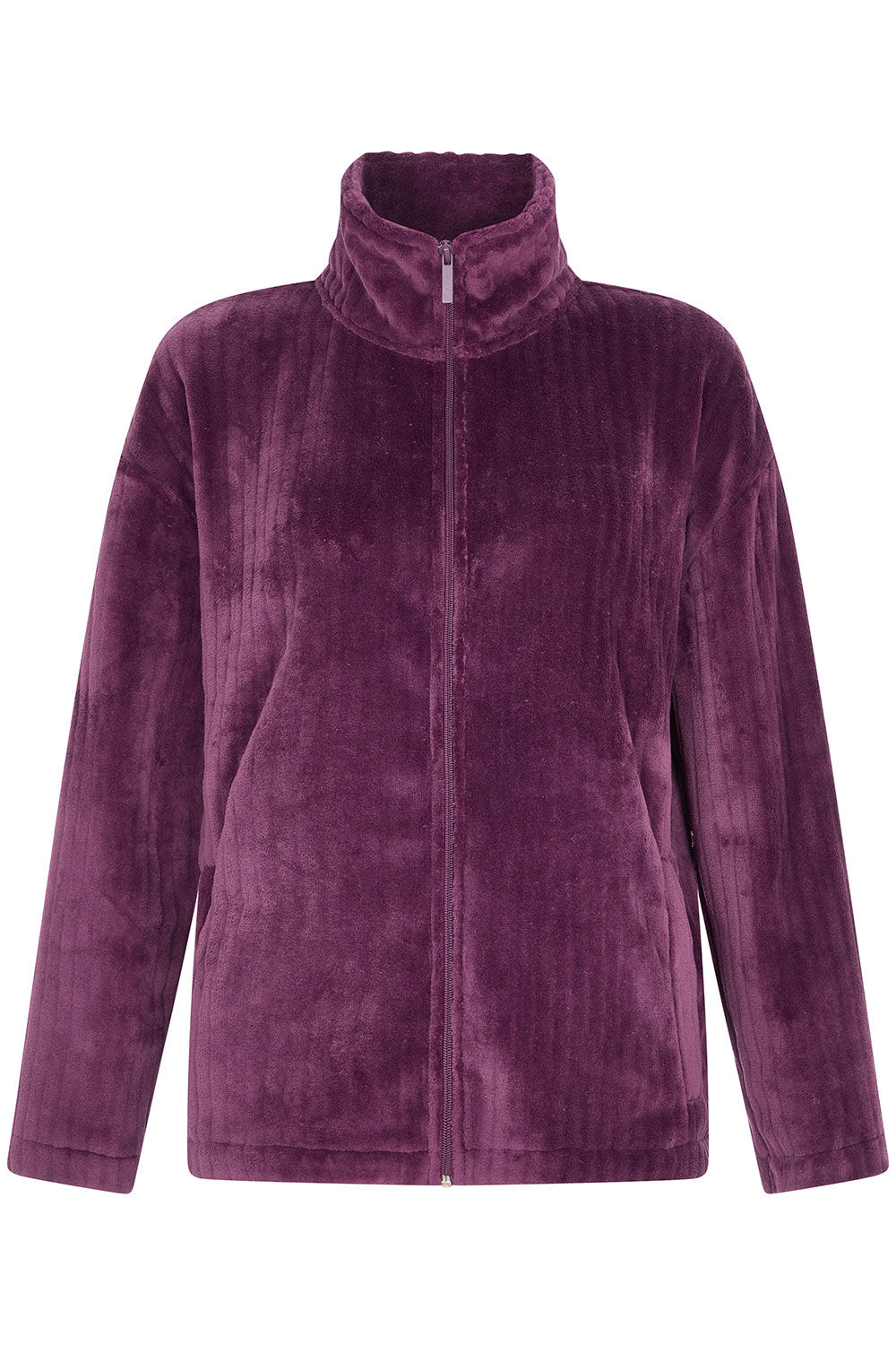 Zip Through Ribbed Fleece Bed Jacket
