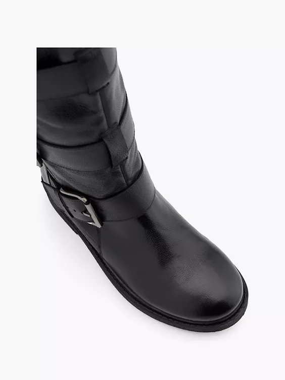 Catwalk Leder Stiefel in schwarz