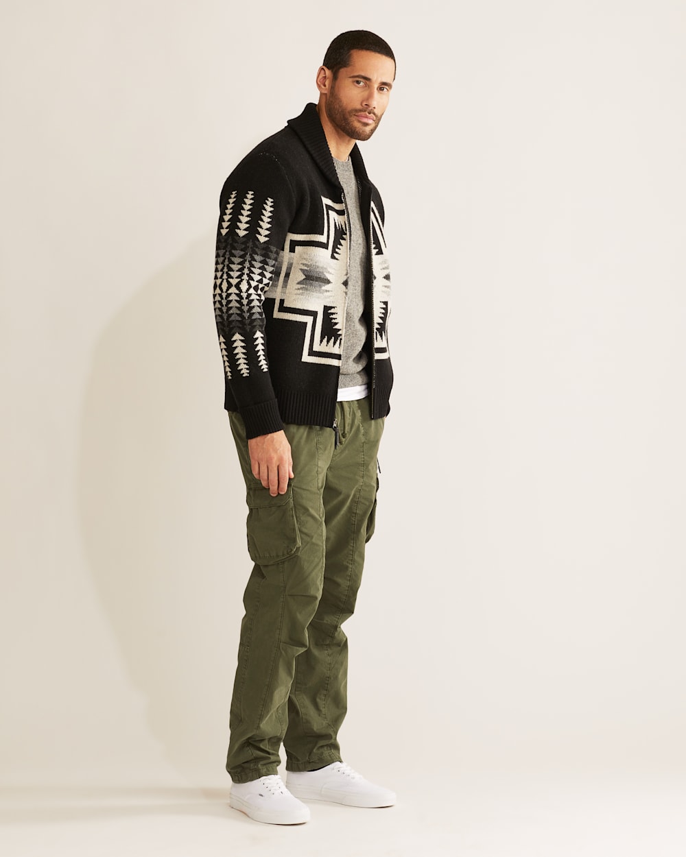 MEN'S HARDING ZIP LAMBSWOOL CARDIGAN