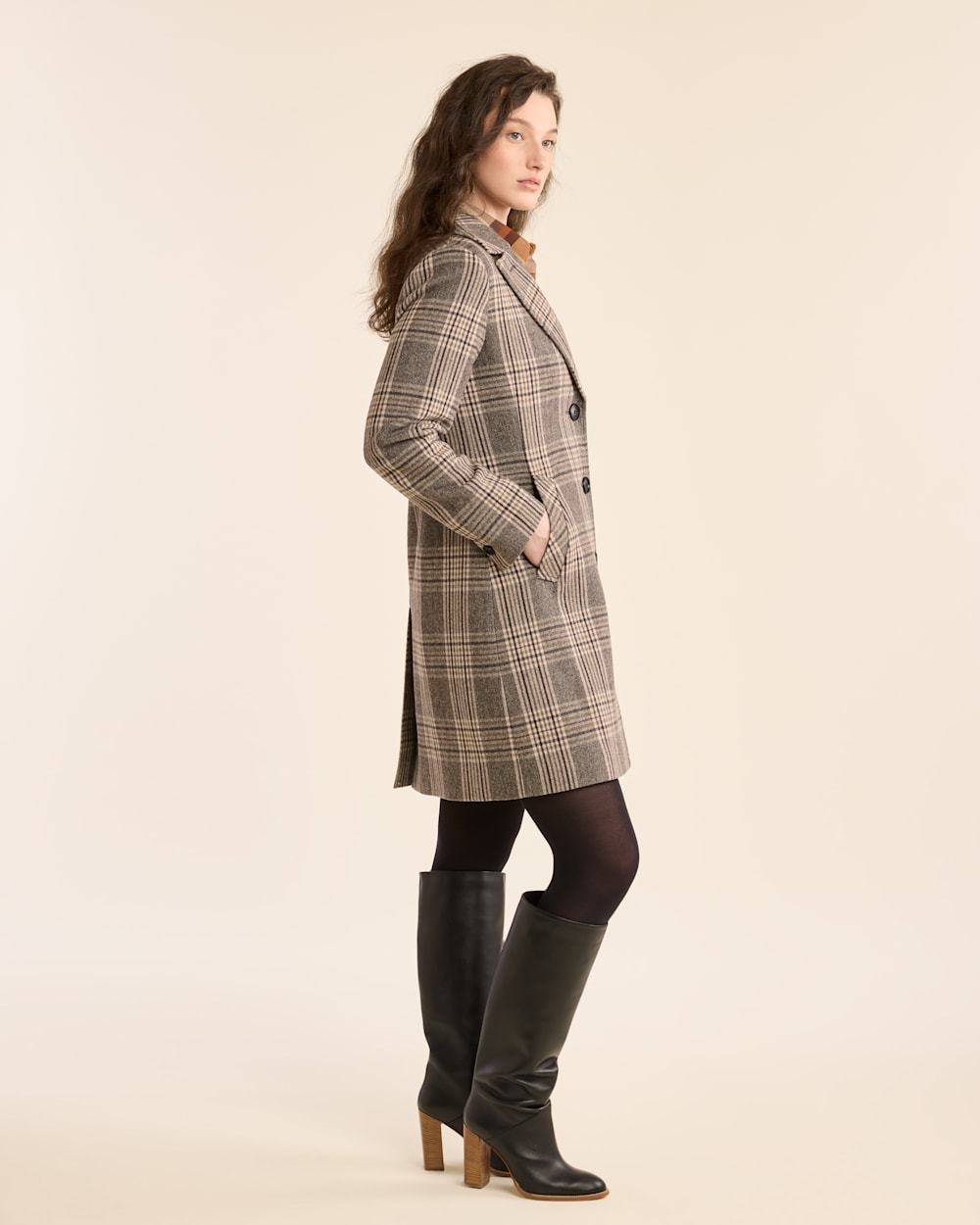 WOMEN'S PLAID LOMBARD WOOL WALKER COAT