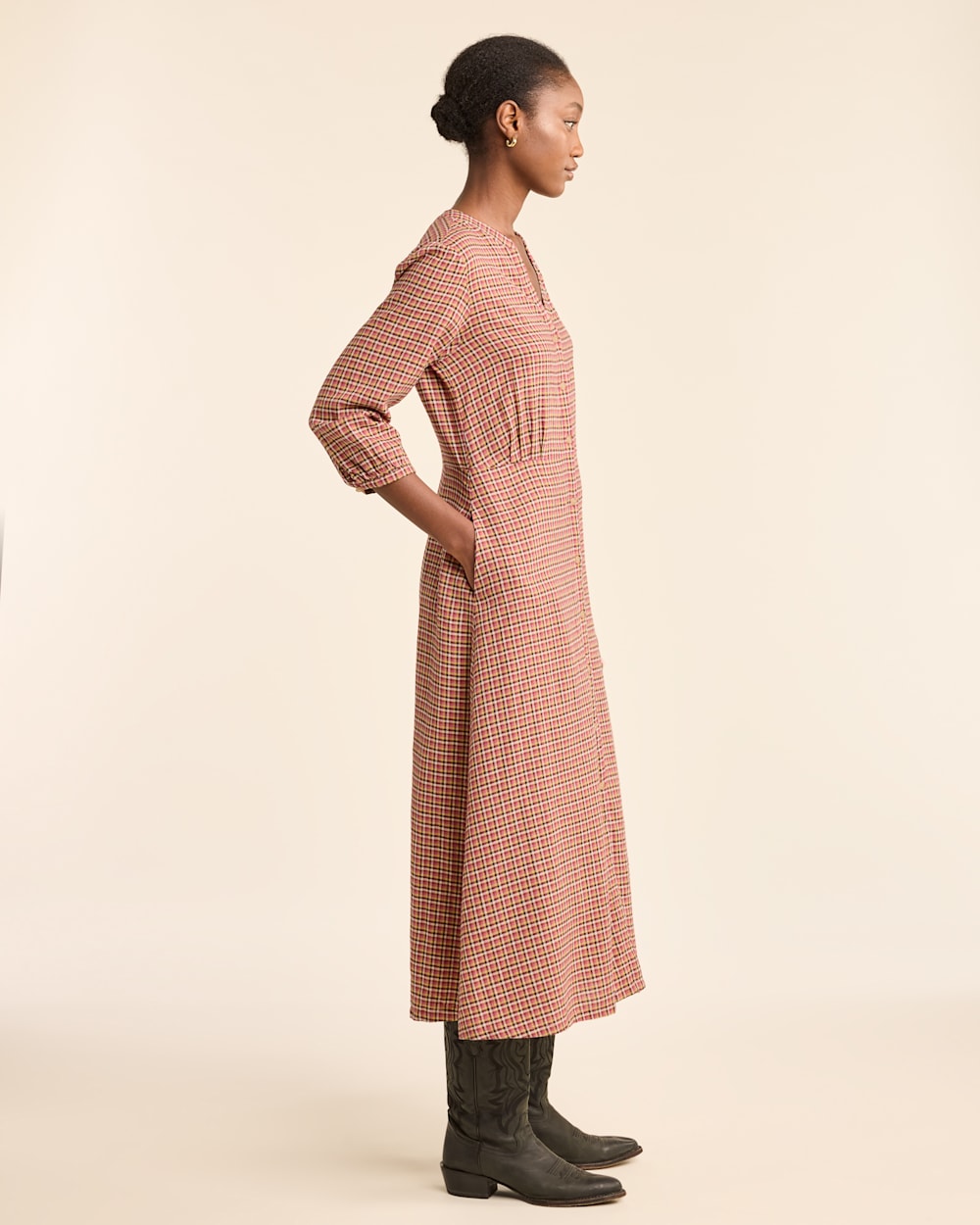 WOMEN'S CHECKED BUTTON-FRONT LANA DRESS