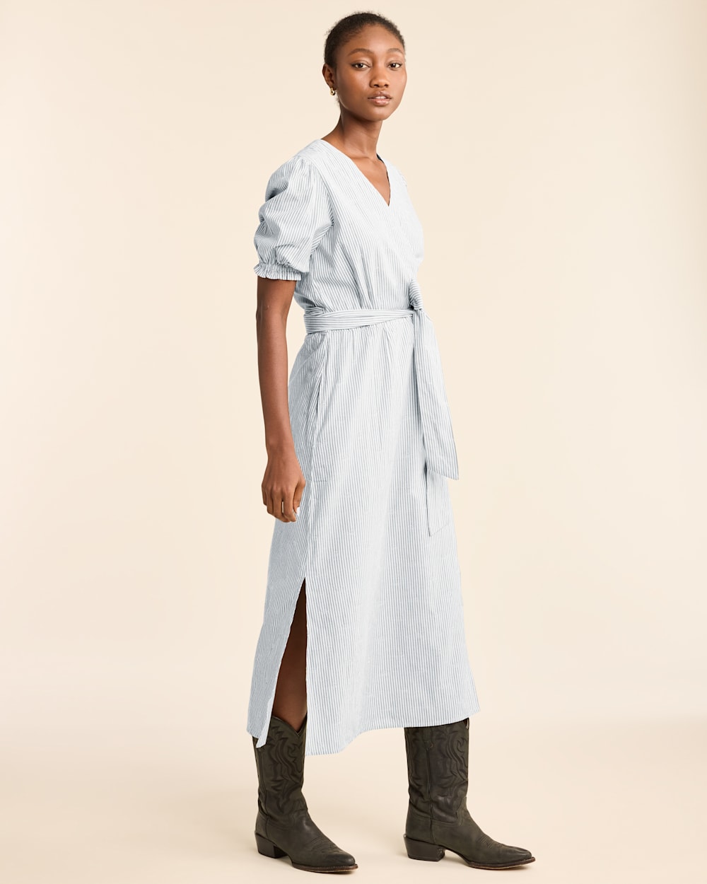 WOMEN'S PUFF-SLEEVE WRAP DRESS