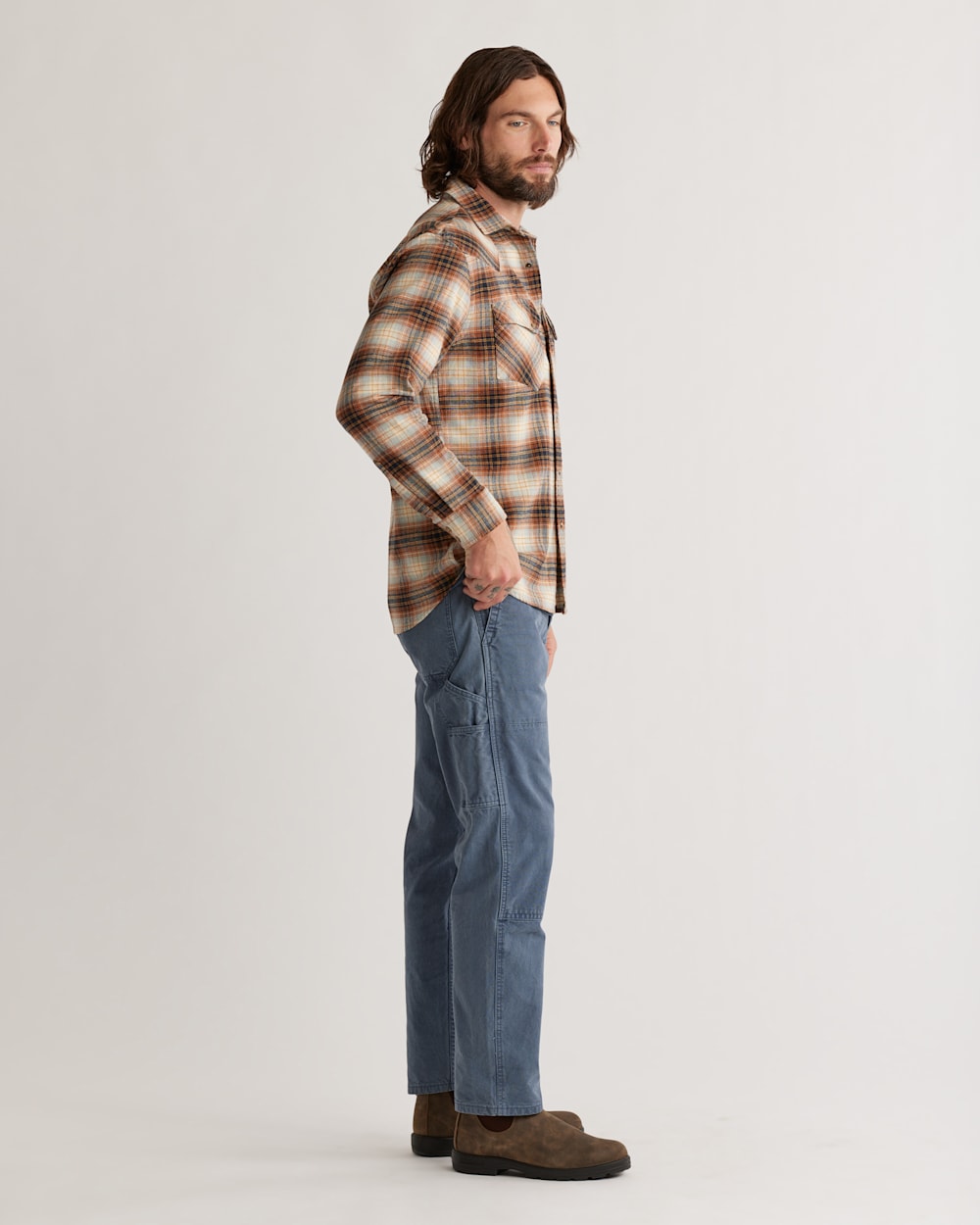 MEN'S PLAID WYATT SNAP-FRONT COTTON SHIRT