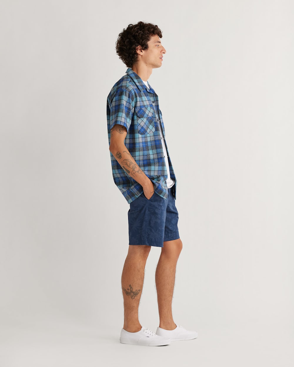 MEN'S PLAID SHORT-SLEEVE BOARD SHIRT