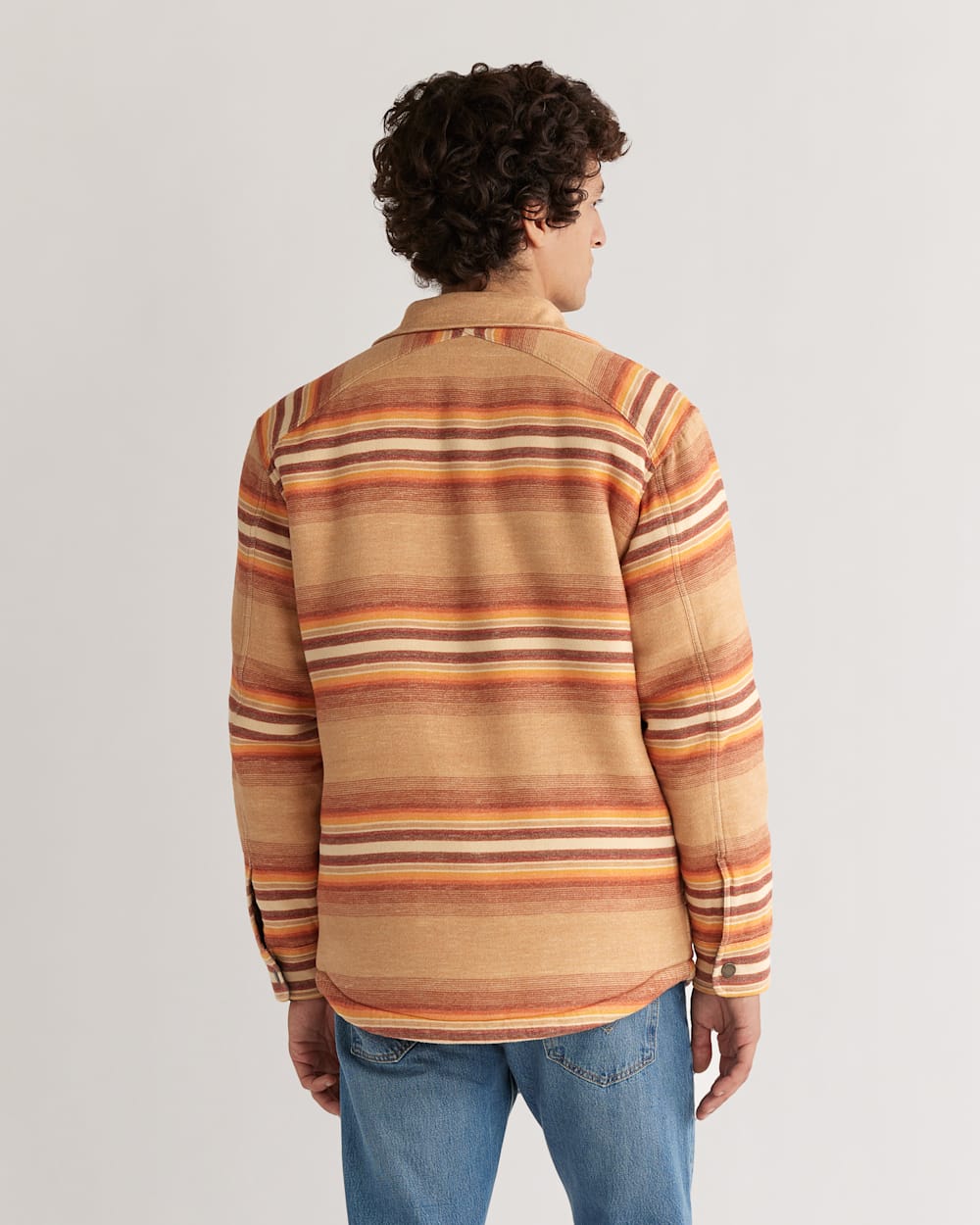 MEN'S STRIPED DOUBLESOFT SHERPA-LINED SHIRT JACKET