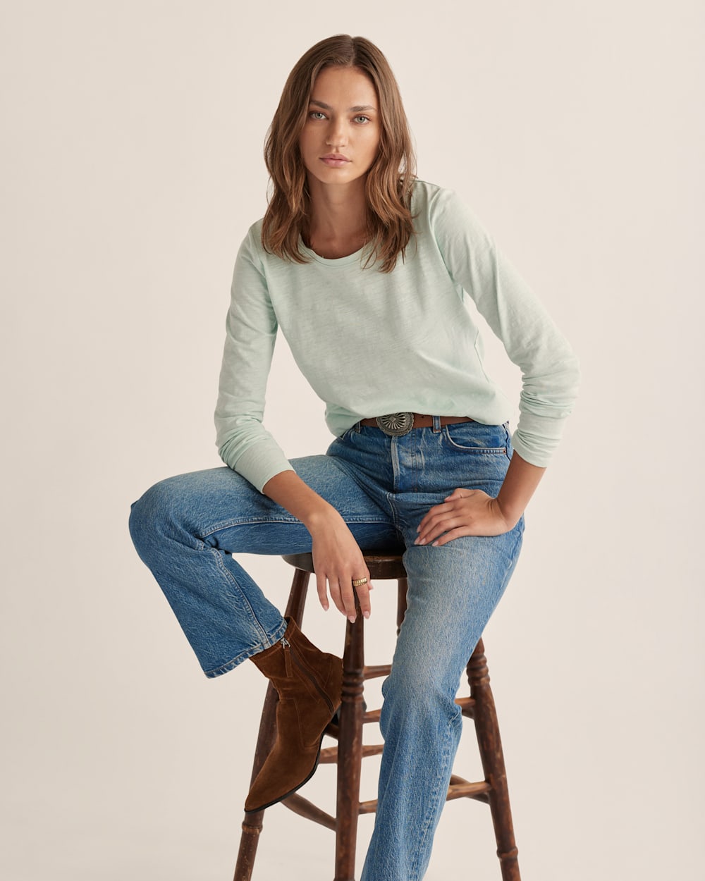 WOMEN'S LONG-SLEEVE COTTON SLUB TEE