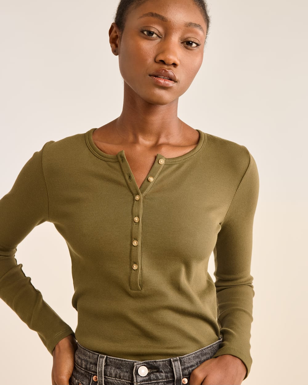 WOMEN'S LONG-SLEEVE PIMA COTTON HENLEY