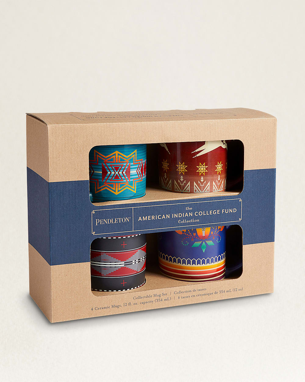 AMERICAN INDIAN COLLEGE FUND MUGS, SET OF 4