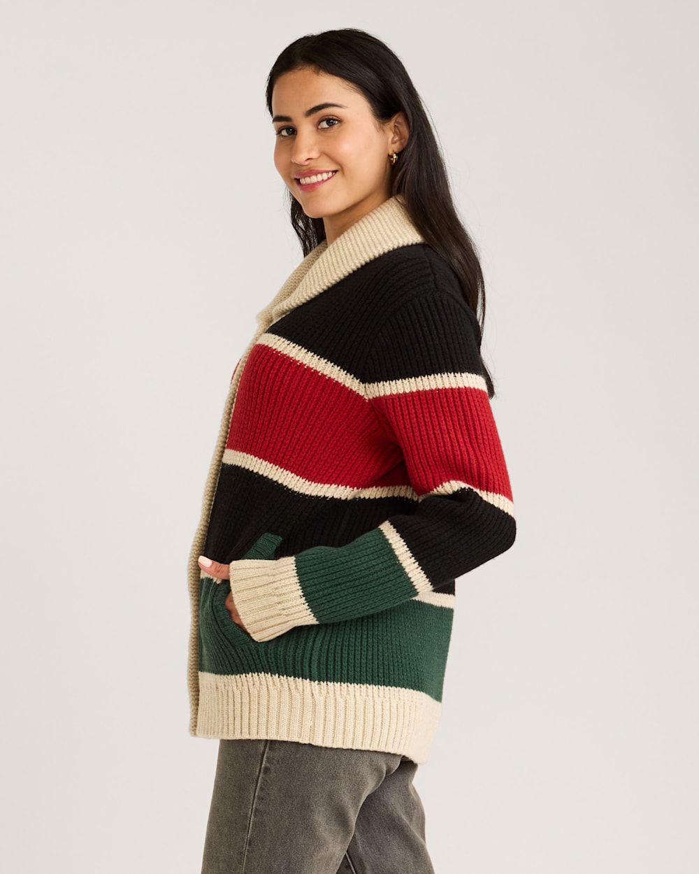 WOMEN'S RANGER STRIPE LAMBSWOOL CARDIGAN