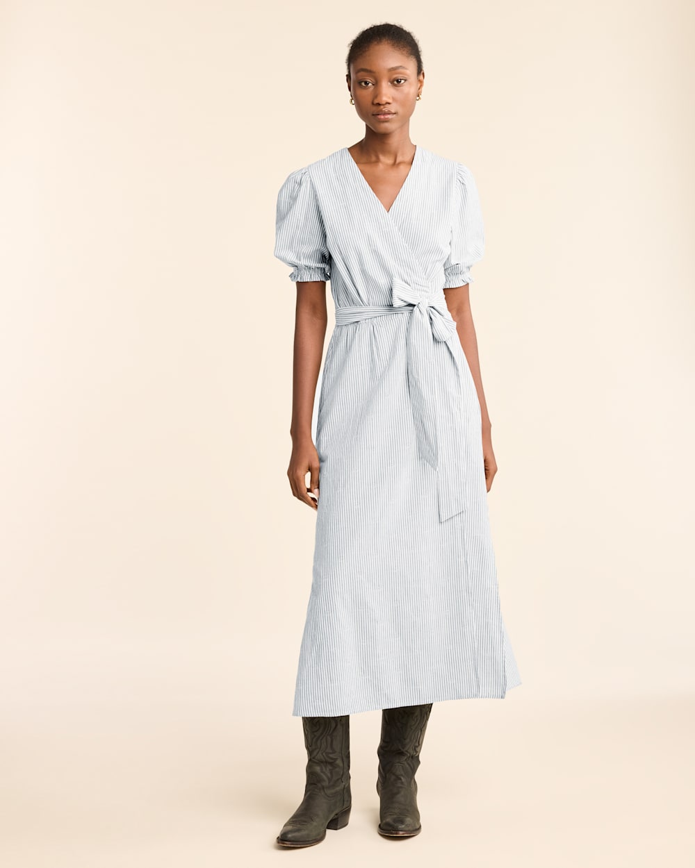 WOMEN'S PUFF-SLEEVE WRAP DRESS