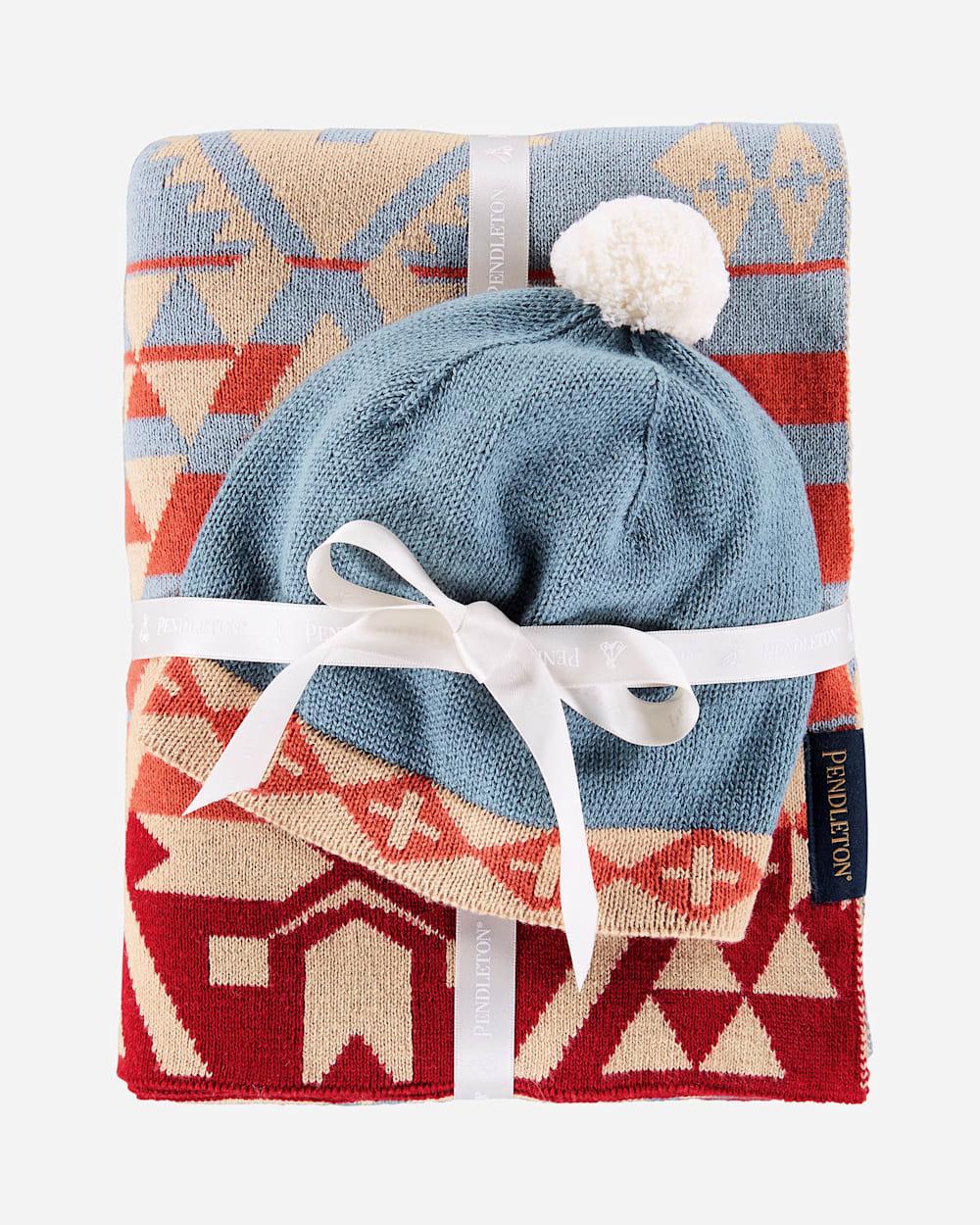 KNIT BABY BLANKET WITH BEANIE
