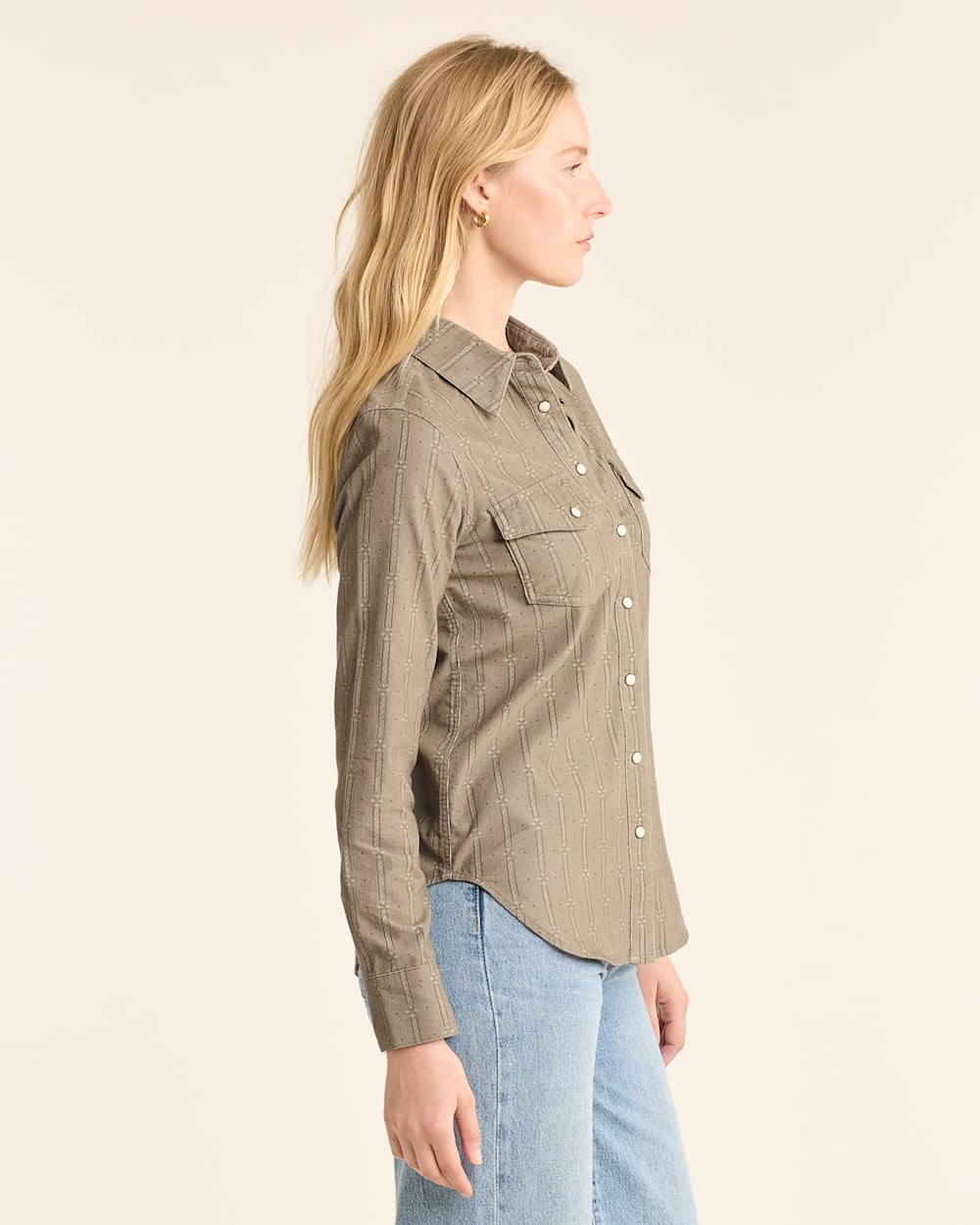 WOMEN'S PRINTED CORDUROY GAMBLER SHIRT