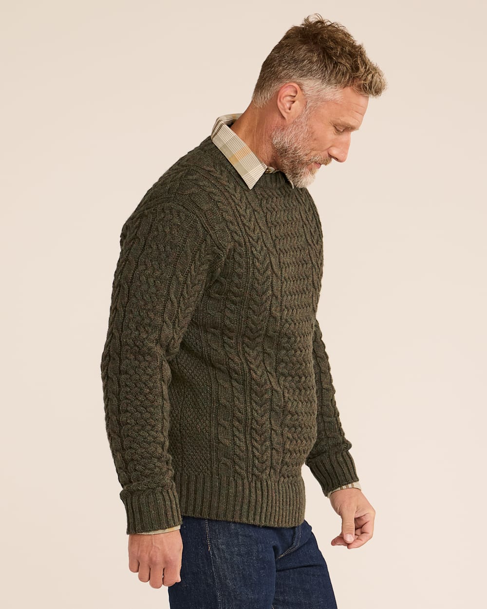 MEN'S SHETLAND COLLECTION FISHERMAN SWEATER