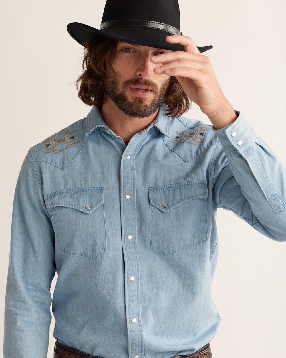 MEN'S WYATT EMBROIDERED DENIM SHIRT
