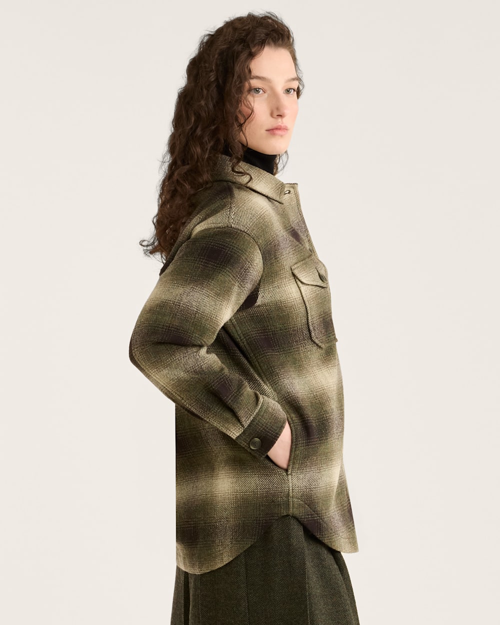 WOMEN'S PLAID WOOL SHIRT JACKET
