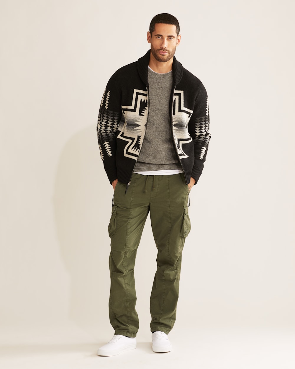 MEN'S HARDING ZIP LAMBSWOOL CARDIGAN