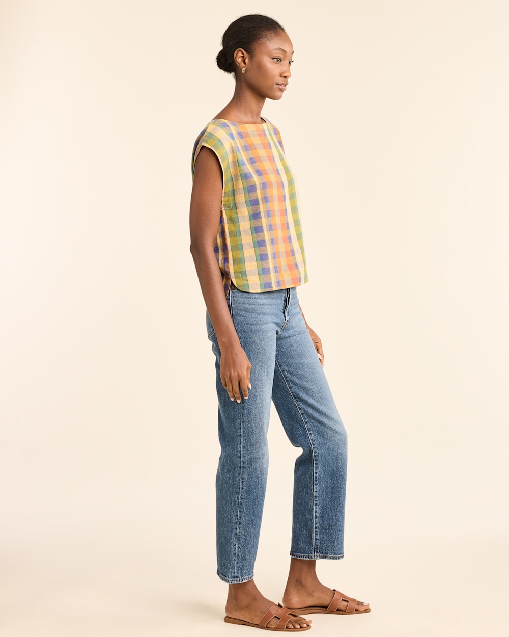WOMEN'S FLORA LINEN-BLEND POPOVER TOP