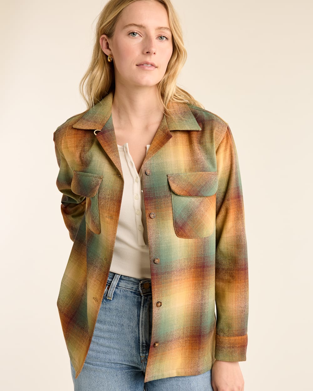 WOMEN'S PLAID BOYFRIEND BOARD SHIRT