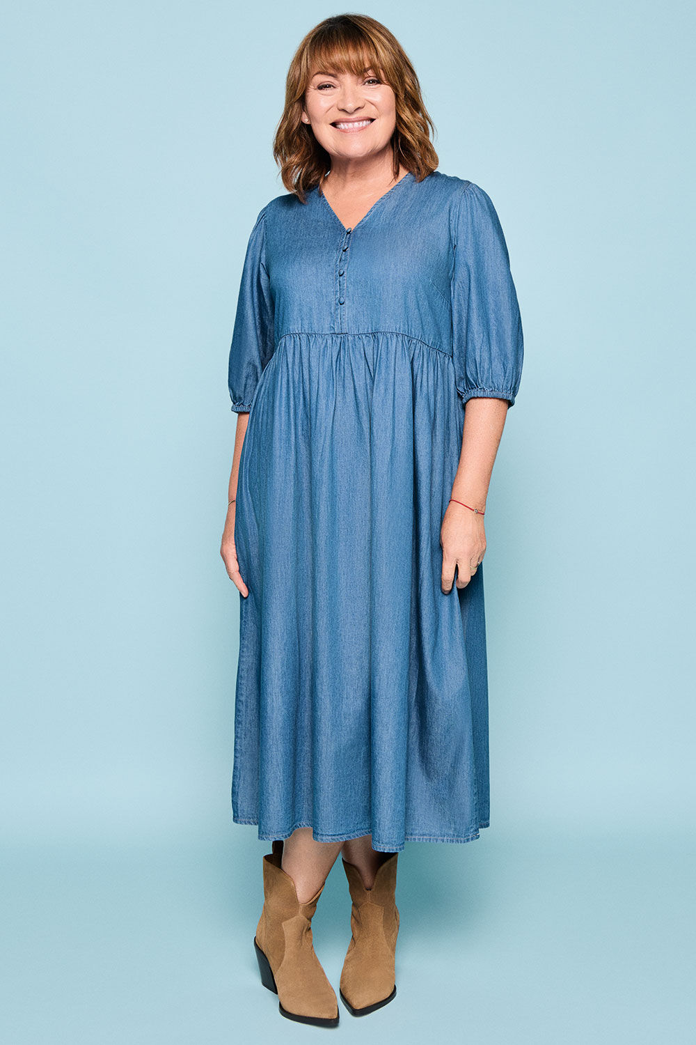 Button Placket Smock Dress