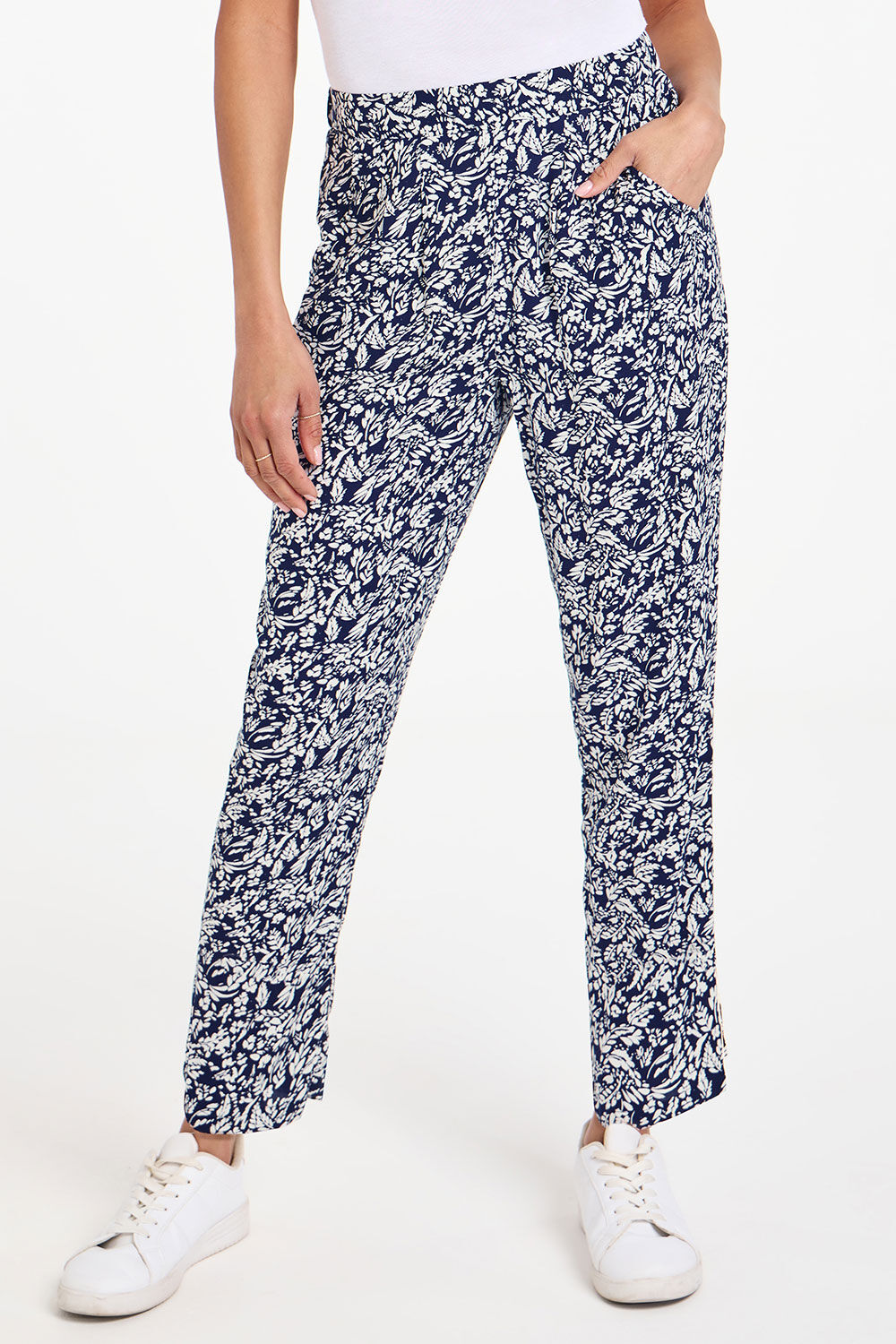 Ditsy Leaf Print Woven Harem Pants