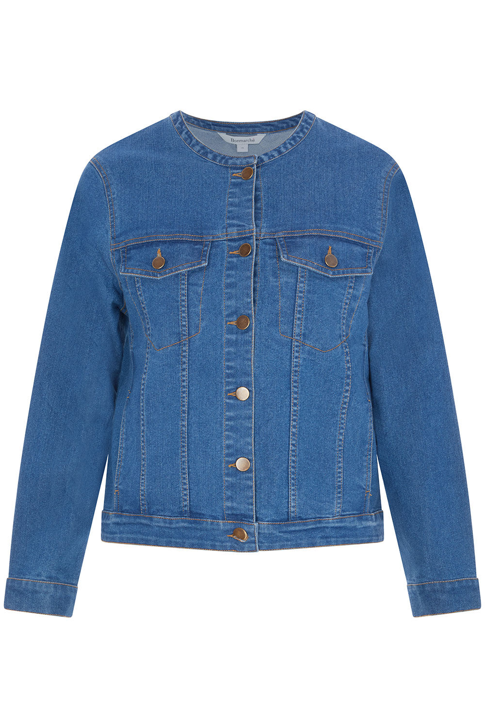 Collarless Denim Jacket