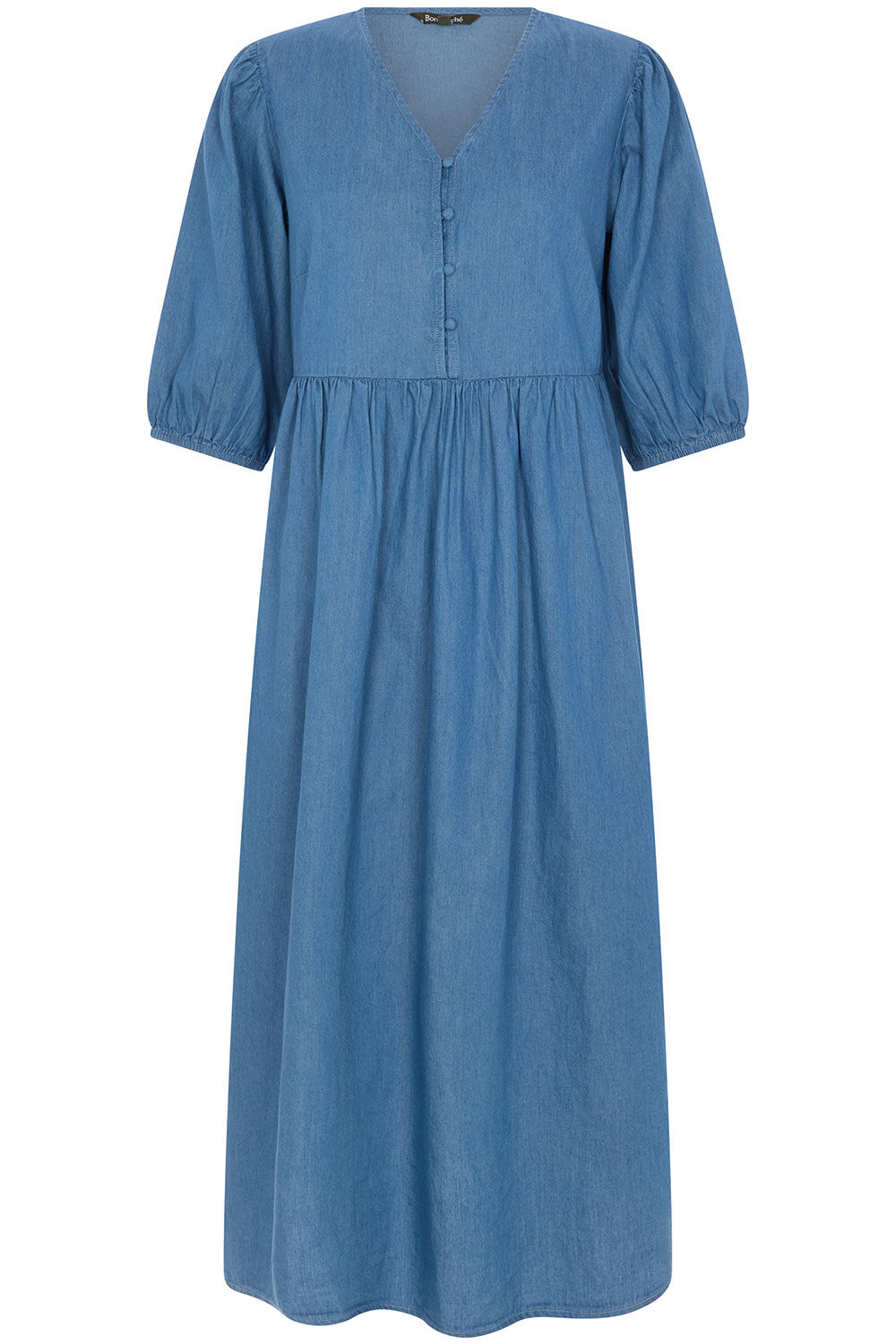 Button Placket Smock Dress