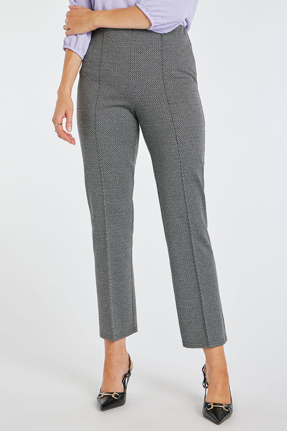 Chevron Dash Jacquard Wide Leg Elasticated Trousers