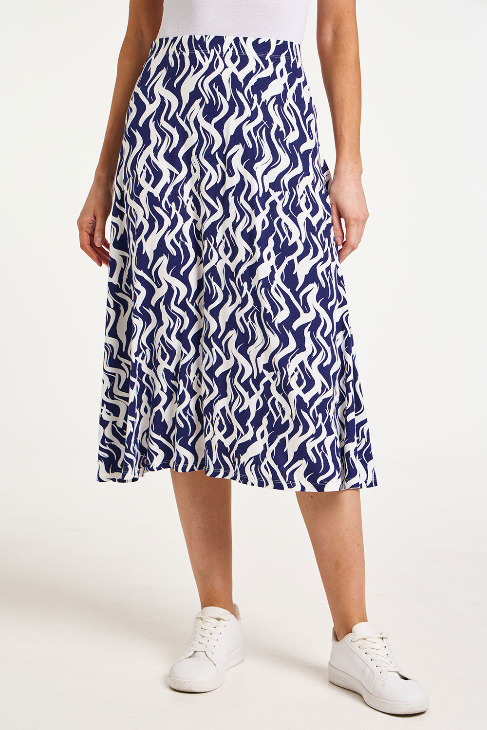 Abstract Print Jersey Flippy Skirt