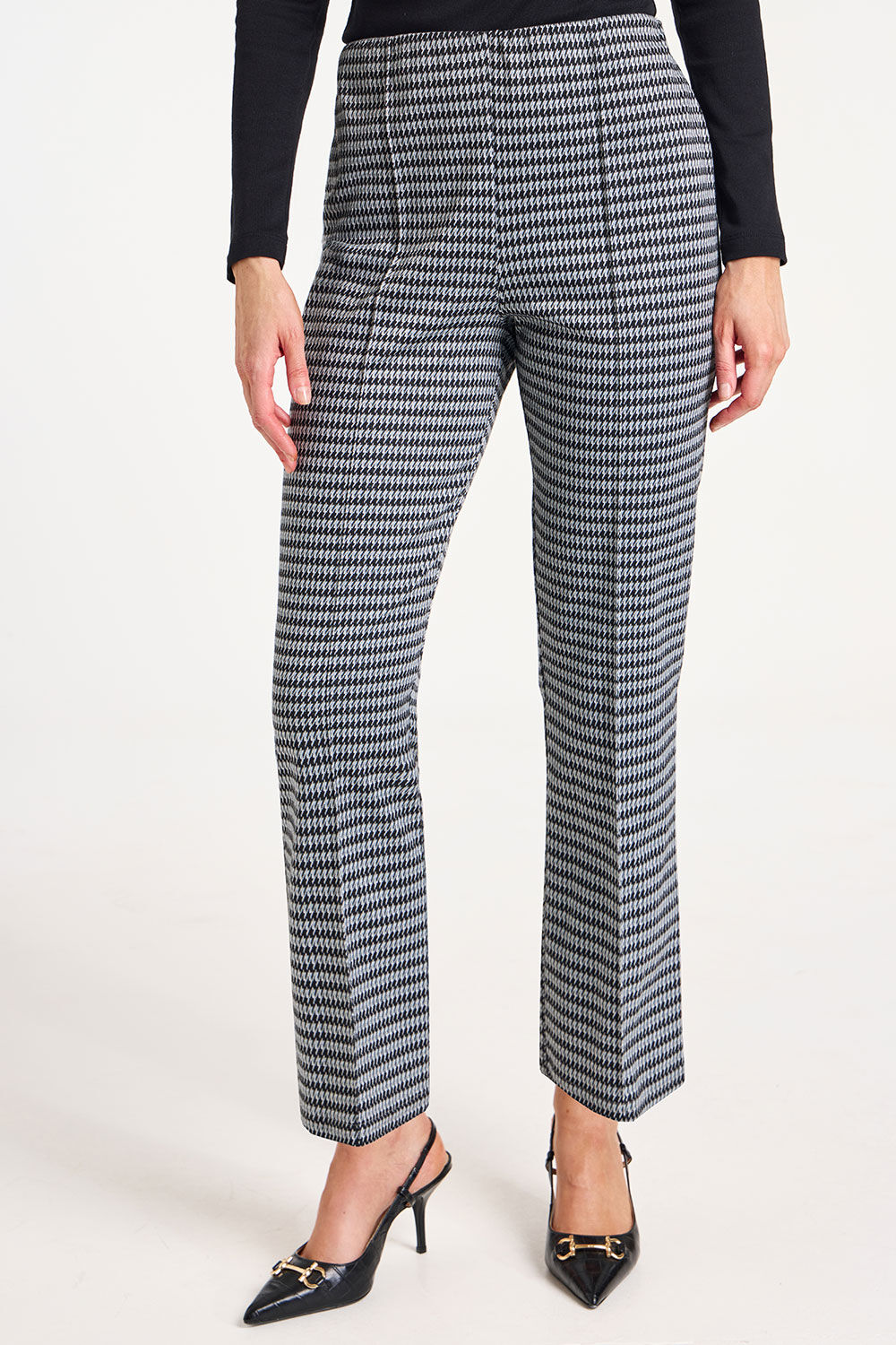 Check Jacquard Wide Leg Trousers