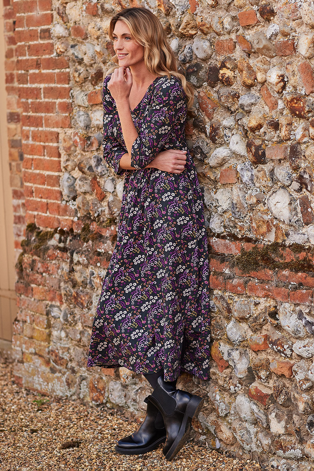 Autonomy – Floral Print Jersey Tea Dress