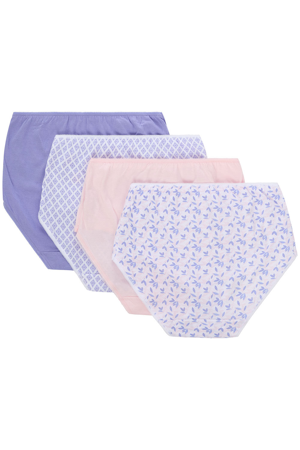 4 Pack Lilac Leaf Print Briefs
