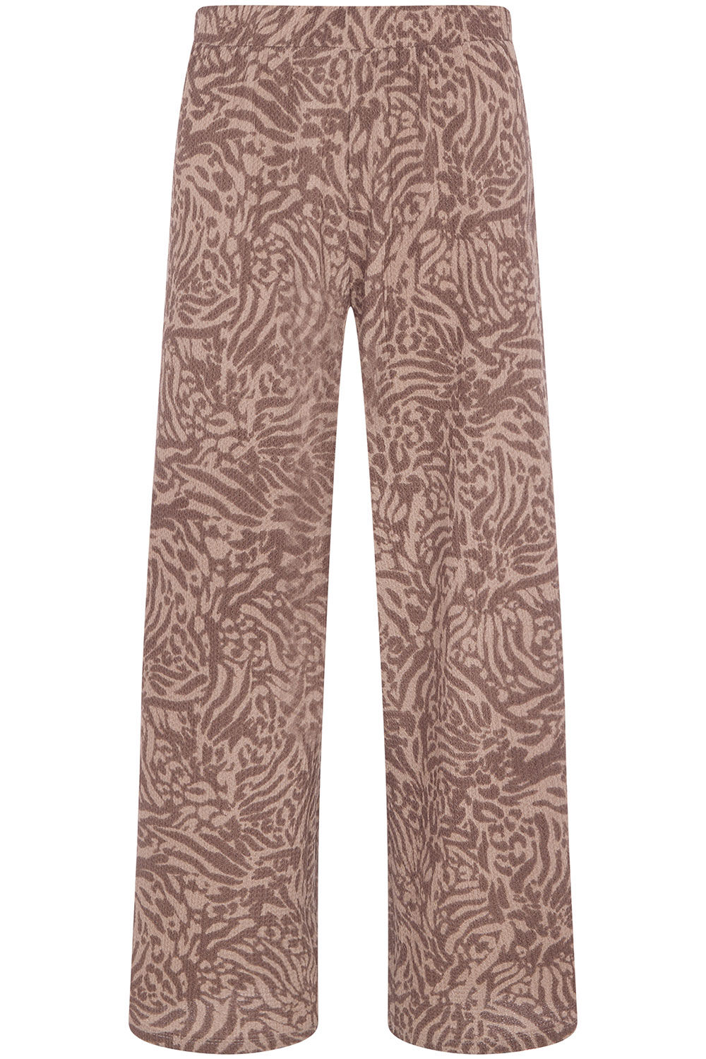 Animal Print Crinkle Wide Leg Trousers