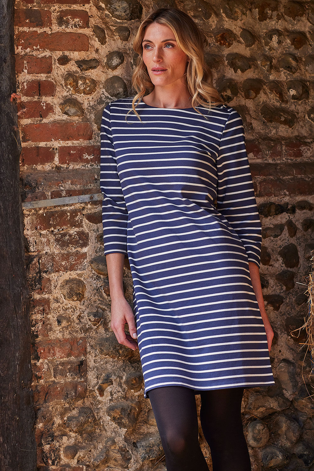 Autonomy – Striped Dress with Button Detail