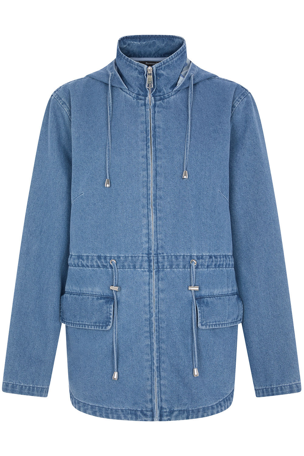 Denim Hooded Zip Through Coat