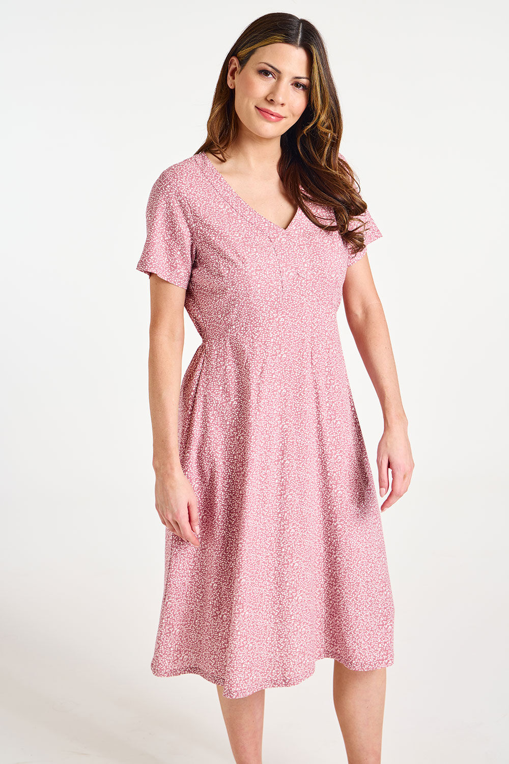 Dash Print Linen Tea Dress