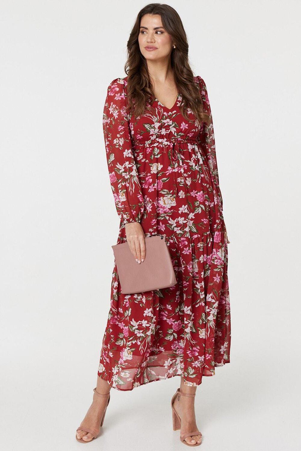 Izabel London – Floral Long Sleeve Tiered Maxi Dress