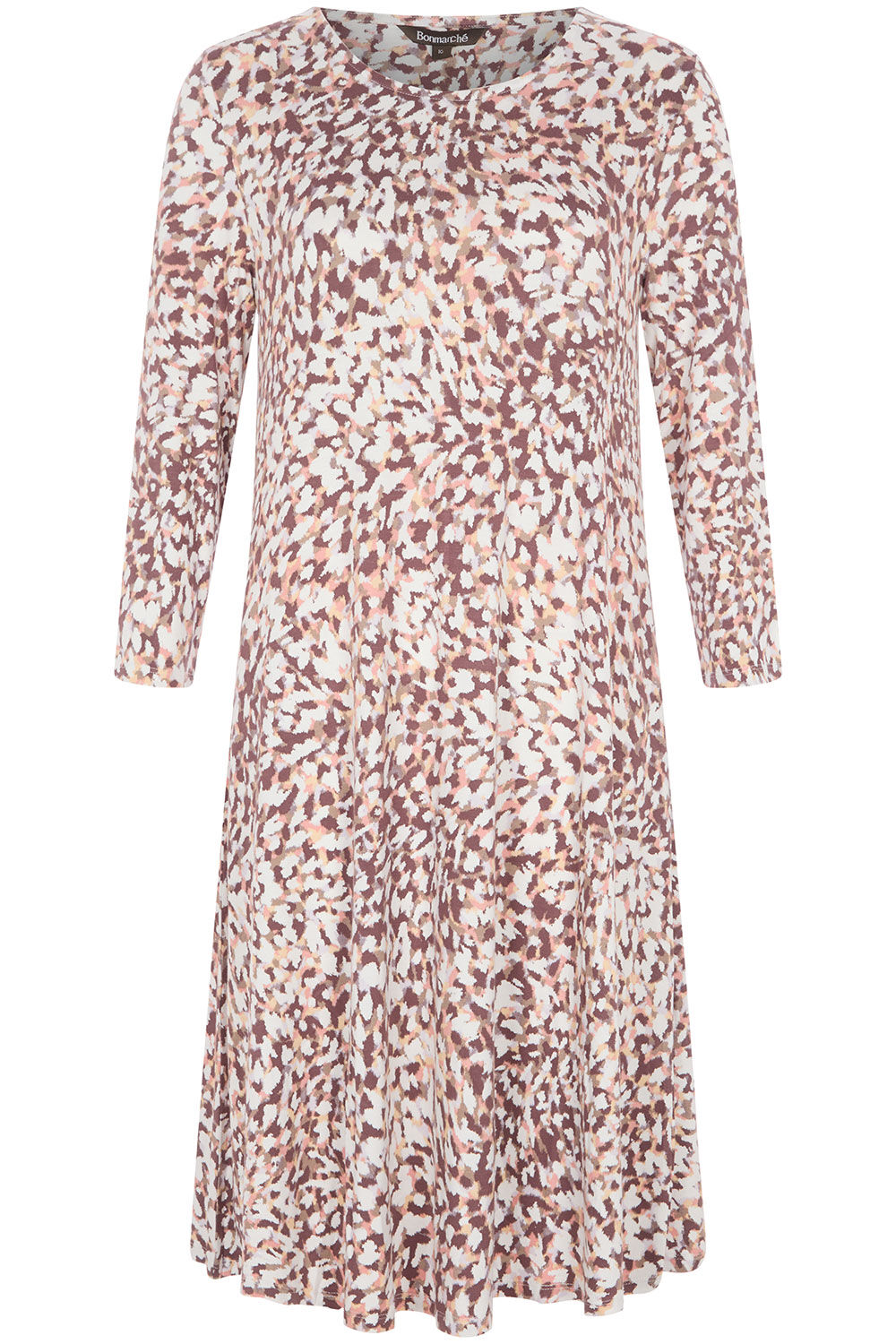 3/4 Sleeve Animal Print Swing Dress