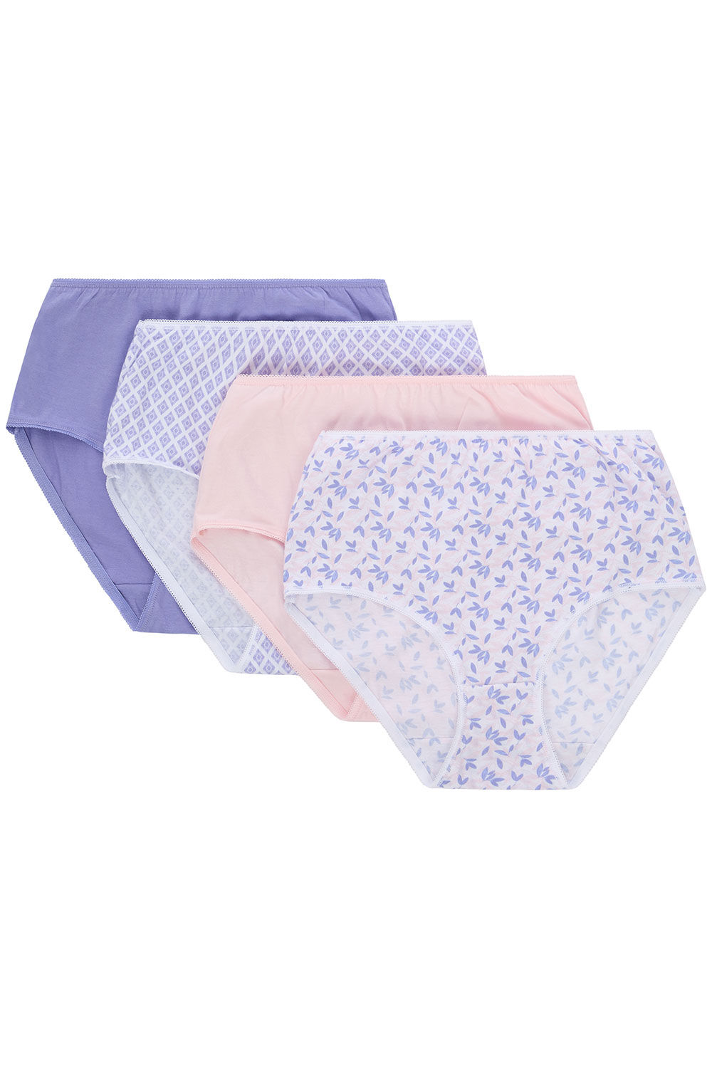 4 Pack Lilac Leaf Print Briefs