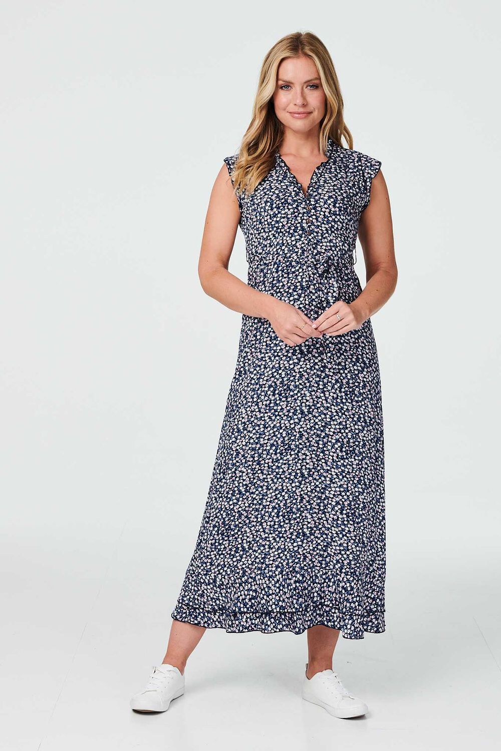 Izabel London - Ditsy Floral Frill Hem Maxi Dress