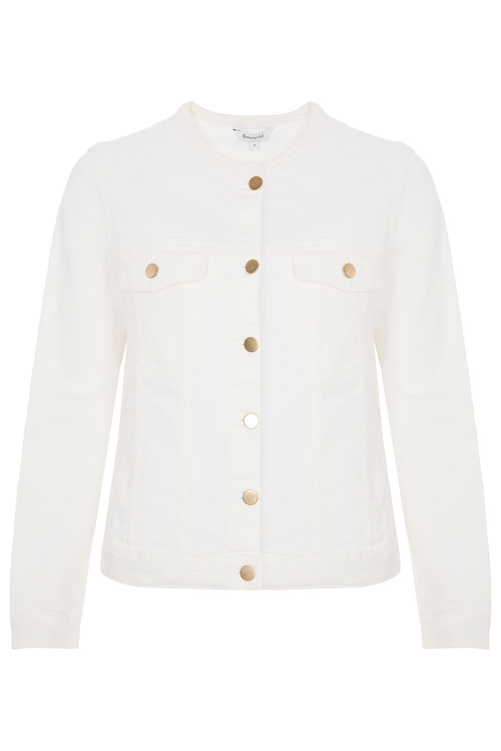 Collarless Denim Jacket