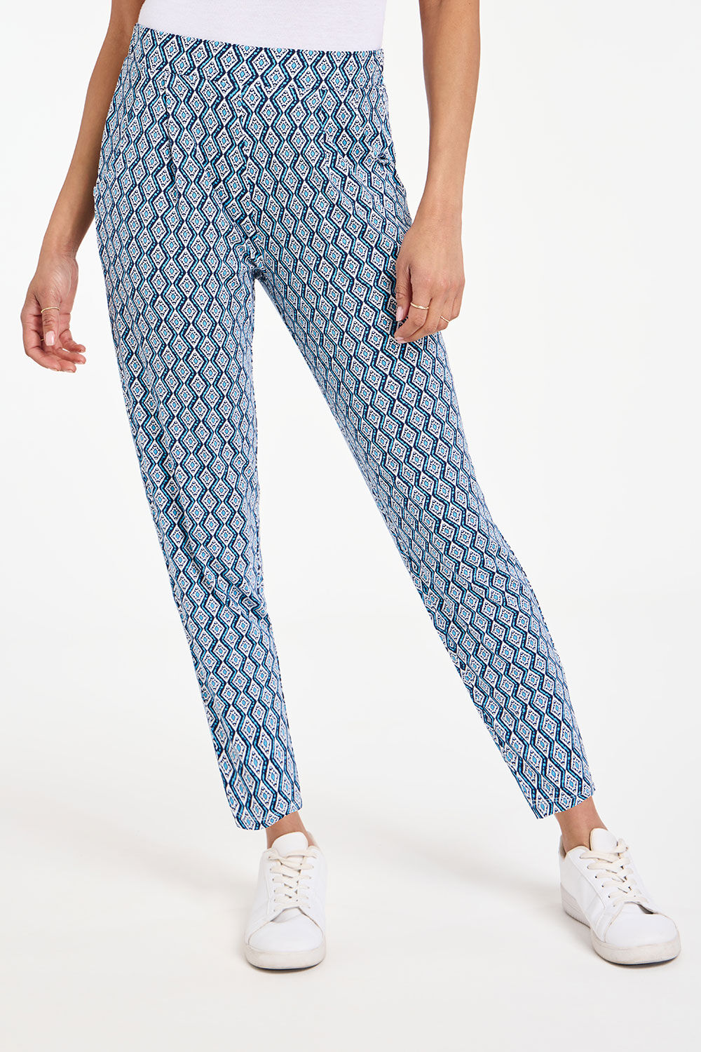 Diamond Print Jersey Harem Pants