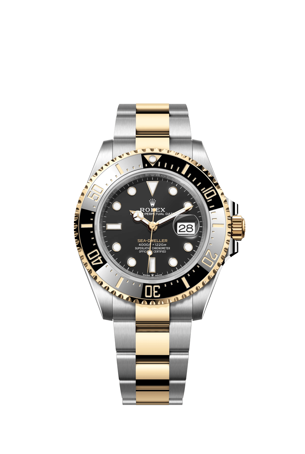 The Oyster Perpetual Sea-Dweller in yellow gold and Oysteel, with a black Cerachrom insert in ceramic and an Oyster bracelet. -m126603-0001 43mm